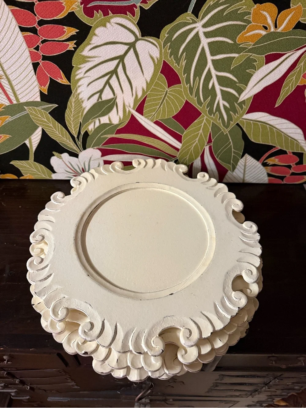Antique white charger plates by Pier One